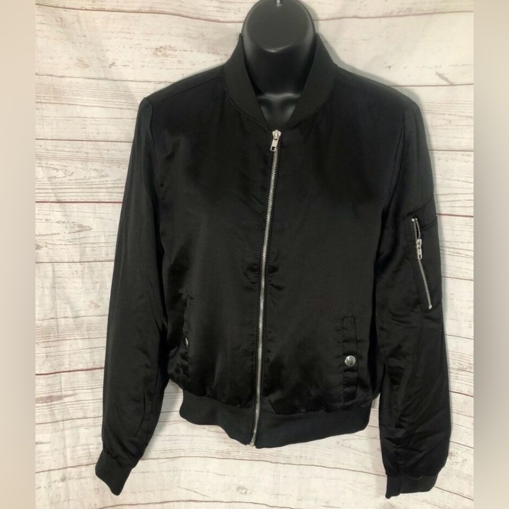 Black womens cropped bomber jacket